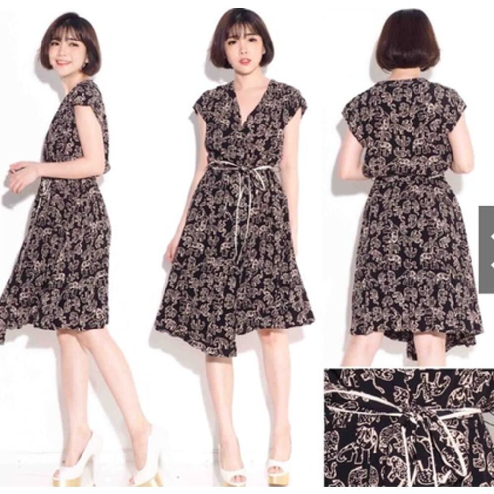 Anthropologie Maeve Noronha Elephant Print Wrap Dress Size XS - Picture 10 of 12